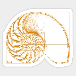 Fibonacci on a nautilus shell (orange) Sticker